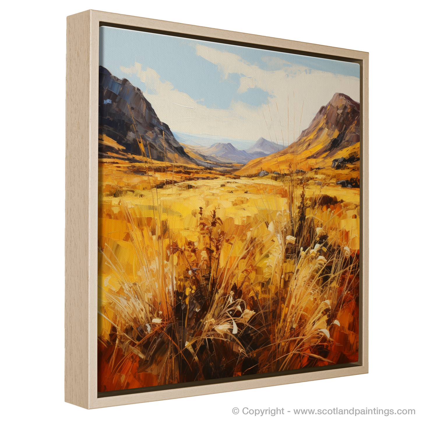 Painting and Art Print of Golden bracken in Glencoe entitled "Golden Bracken Dance in Glencoe".