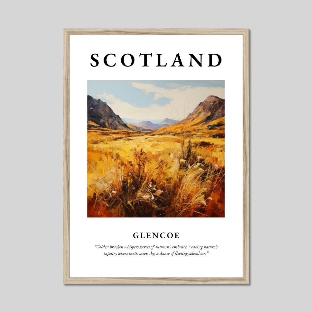 Poster in a natural frame with the word Scotland