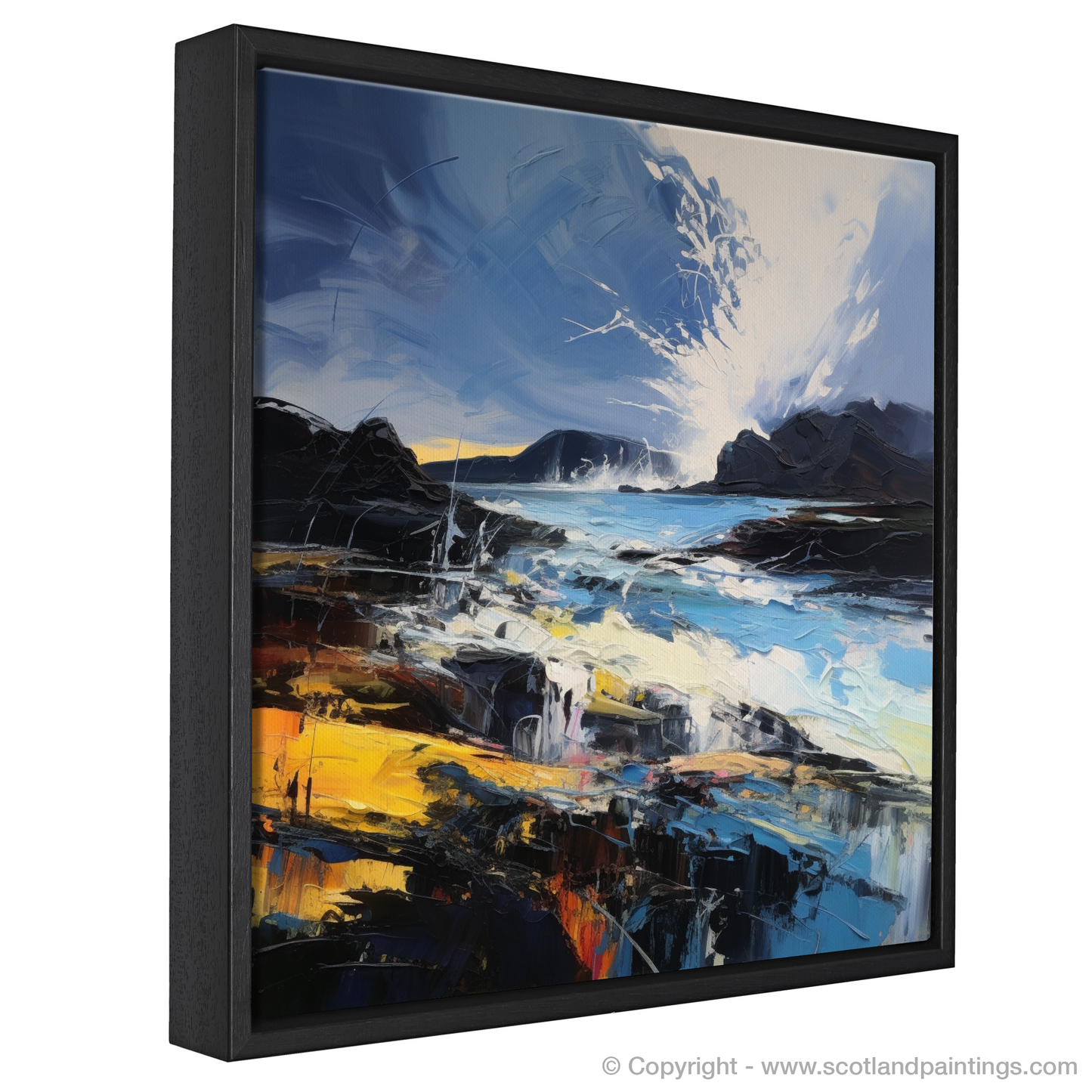 Painting and Art Print of Ardalanish Bay with a stormy sky entitled "Storm's Embrace at Ardalanish Bay".