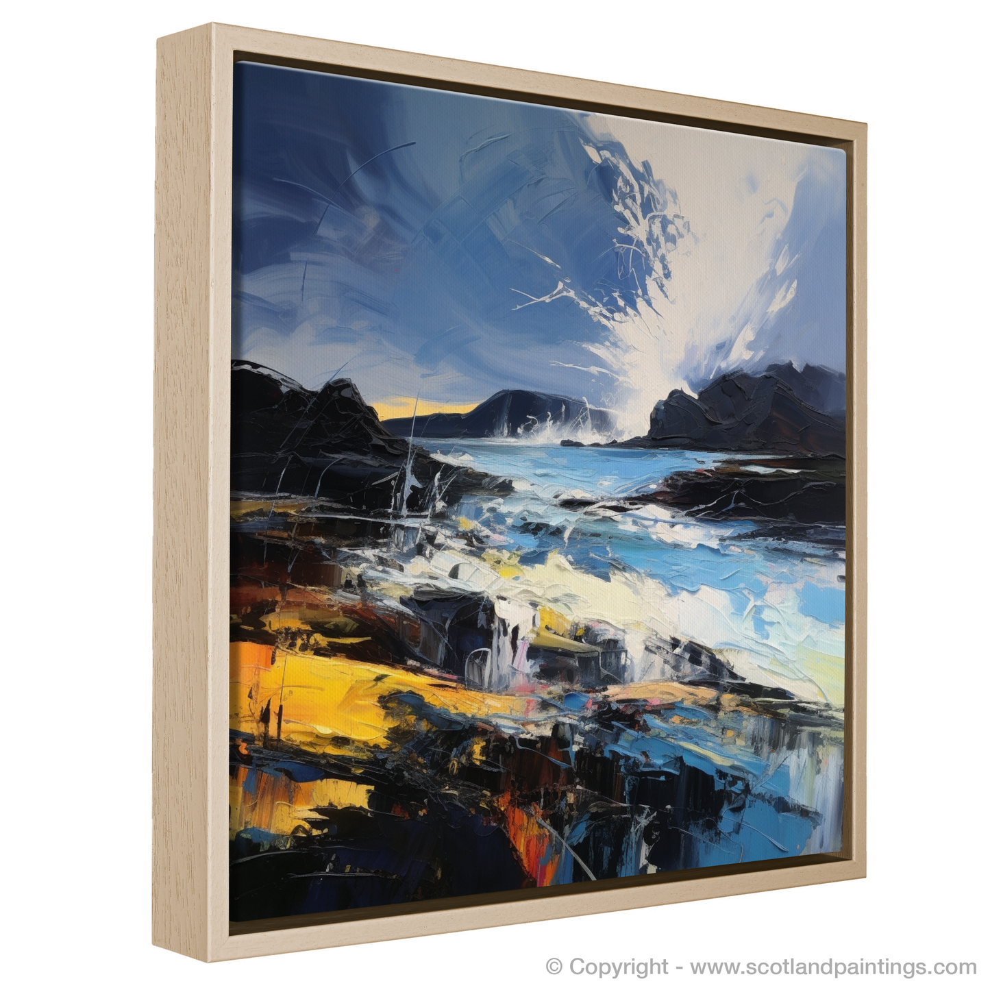 Painting and Art Print of Ardalanish Bay with a stormy sky entitled "Storm's Embrace at Ardalanish Bay".