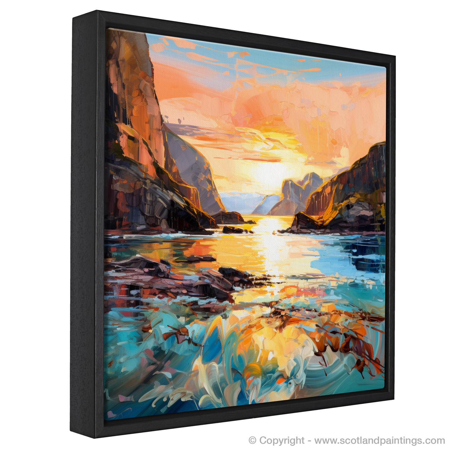 Painting and Art Print of Calgary Bay at golden hour entitled "Golden Hour Majesty at Calgary Bay".