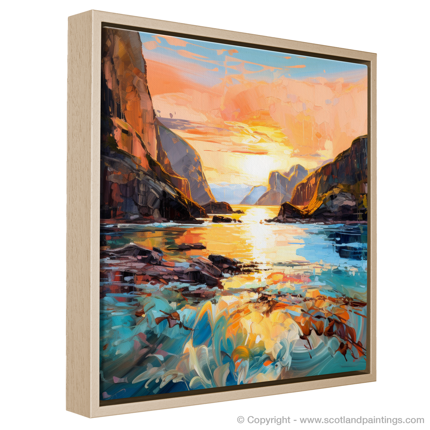 Painting and Art Print of Calgary Bay at golden hour entitled "Golden Hour Majesty at Calgary Bay".