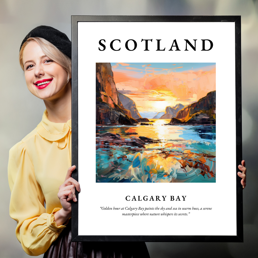 Person holding a poster of Calgary Bay