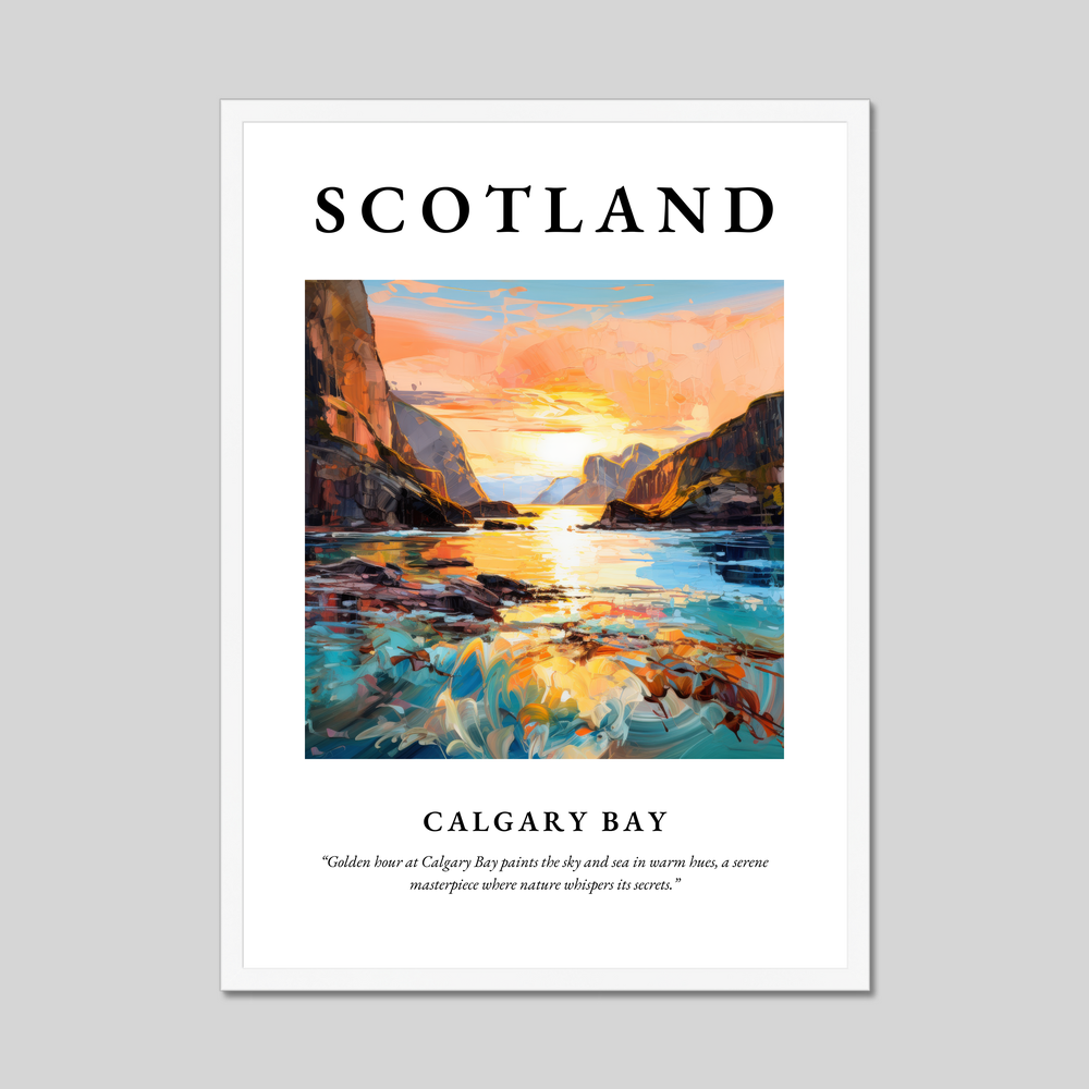 Poster in a white frame with the word Scotland