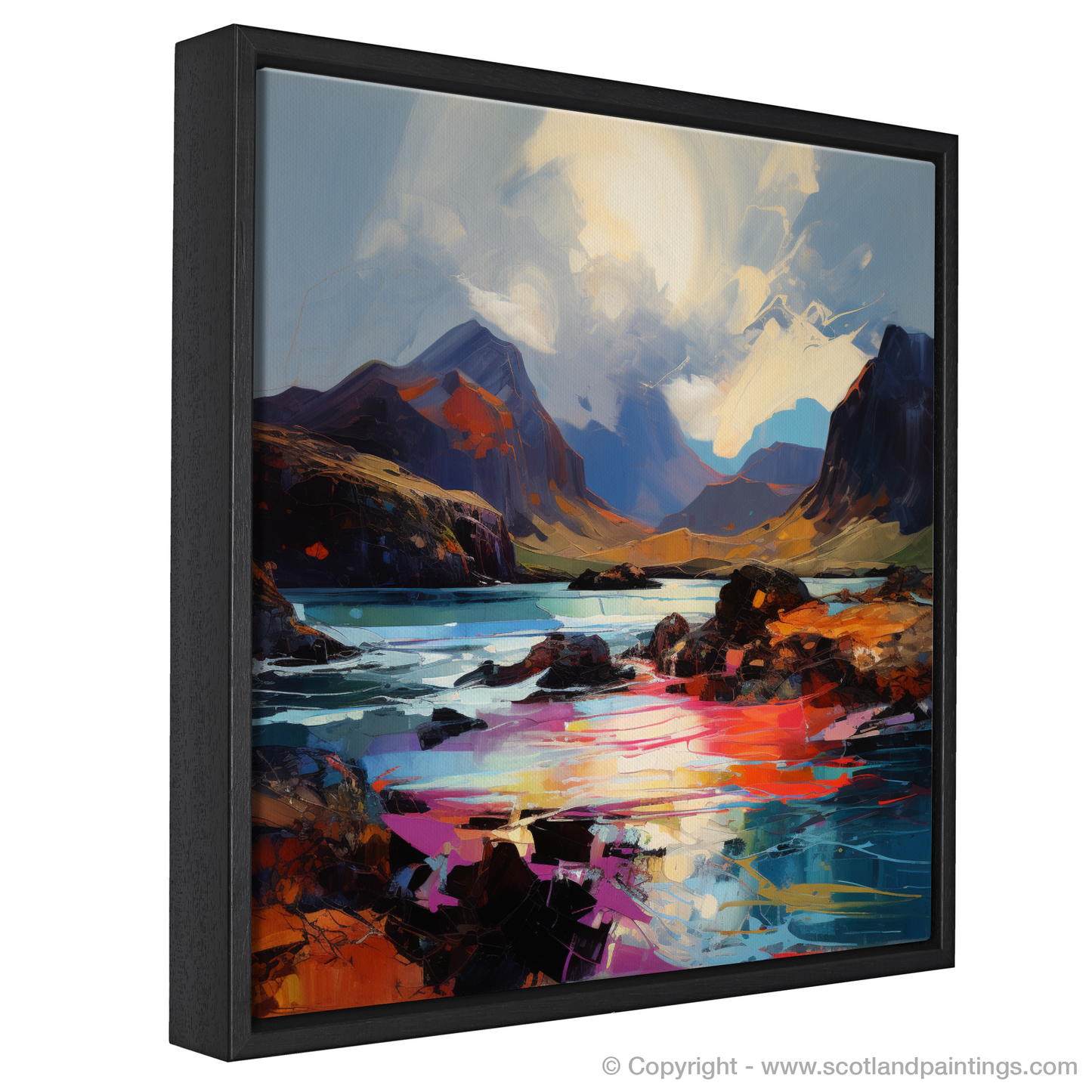 Painting and Art Print of Isle of Rum, Inner Hebrides. Isle of Rum Dreamscape: An Expressionist Ode to Scotland's Wild Terrain.