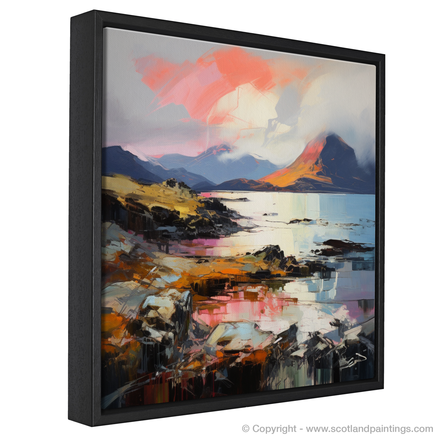 Painting and Art Print of Isle of Rum, Inner Hebrides. Captivating Rum: An Expressionist Ode to Scotland's Wild Terrain.