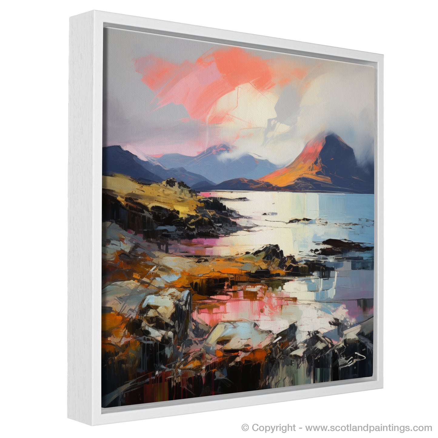 Painting and Art Print of Isle of Rum, Inner Hebrides. Captivating Rum: An Expressionist Ode to Scotland's Wild Terrain.