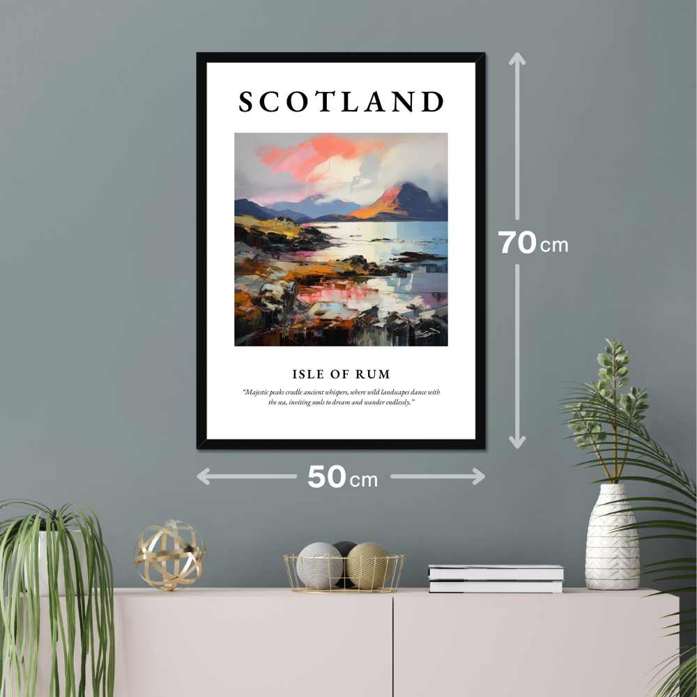 Poster of Isle of Rum hanging on a wall