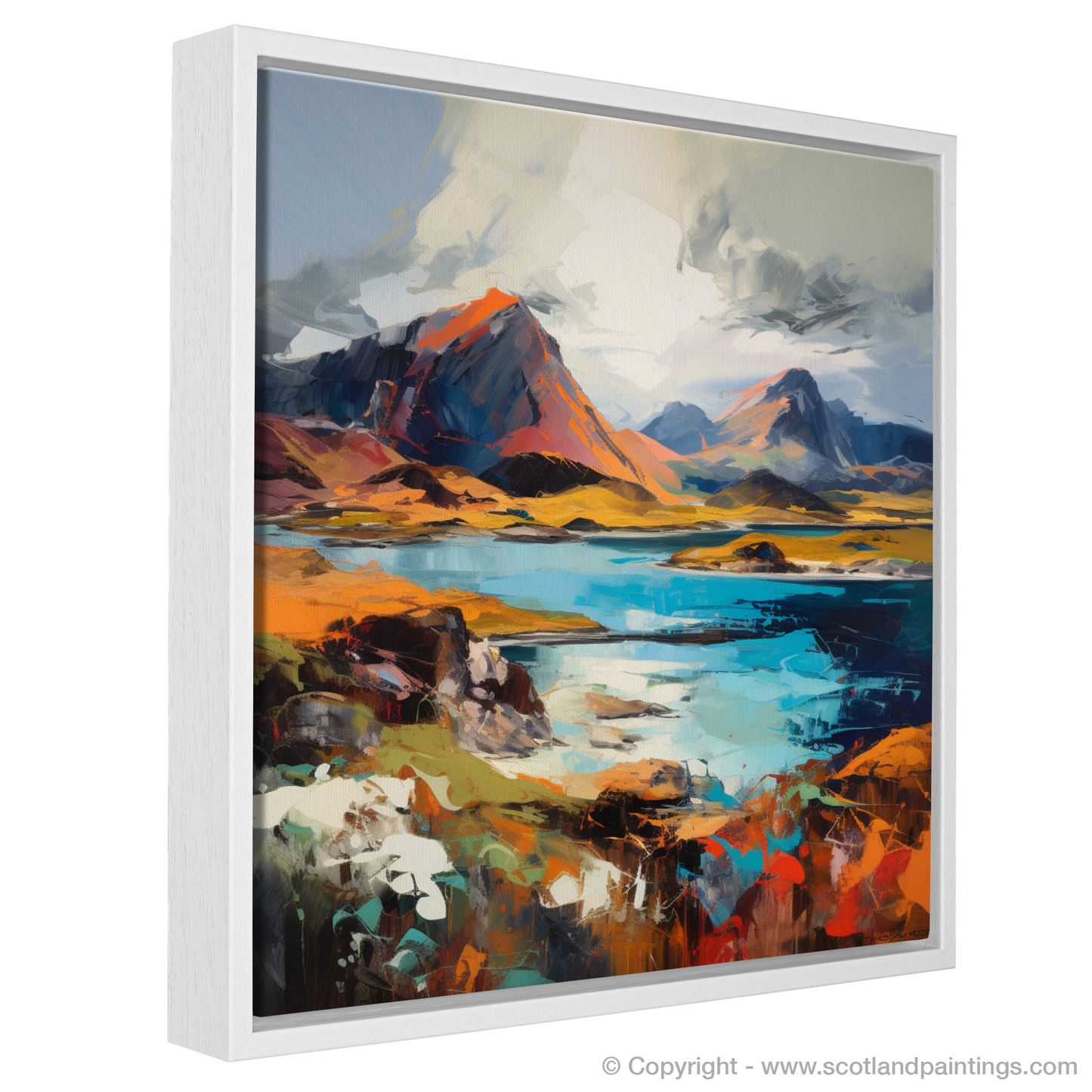 Painting and Art Print of Isle of Rum, Inner Hebrides entitled "Isle of Rum Unleashed: An Expressionist Ode to Scotland's Wild Beauty".