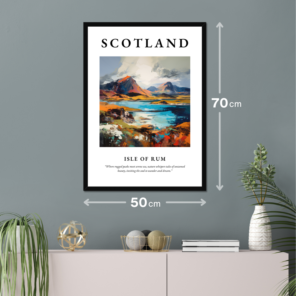 Poster of Isle of Rum hanging on a wall