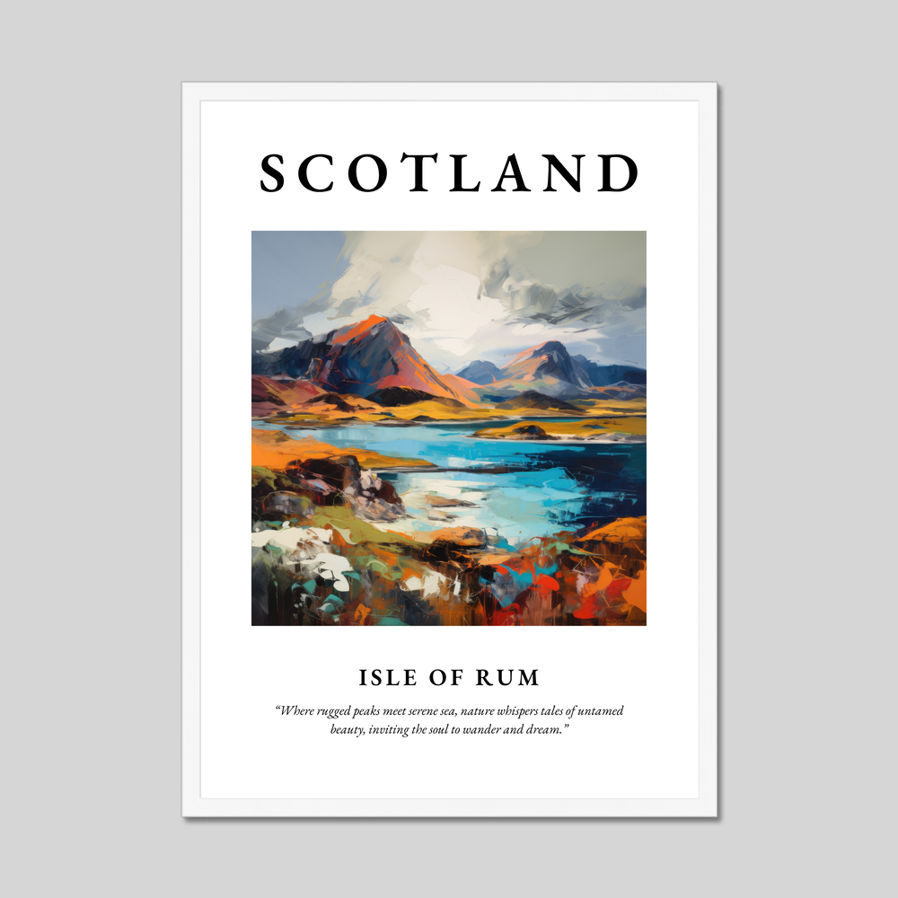 Poster in a white frame with the word Scotland