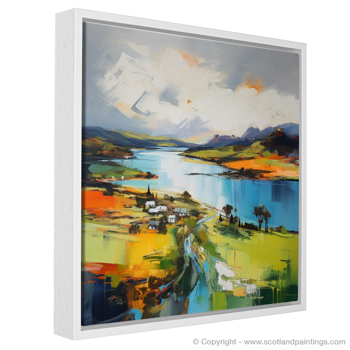 Painting and Art Print of Loch Leven, Perth and Kinross entitled "Loch Leven Rhapsody in Expressionist Hues".