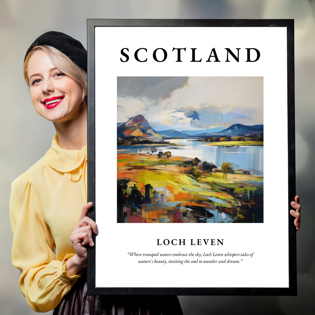 Person holding a poster of Loch Leven