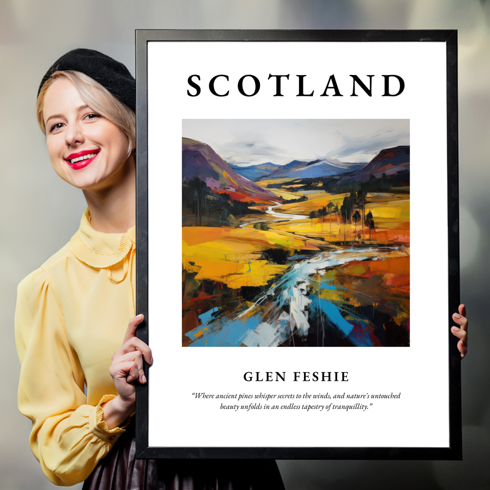 Person holding a poster of Glen Feshie