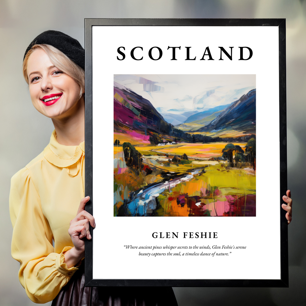 Person holding a poster of Glen Feshie