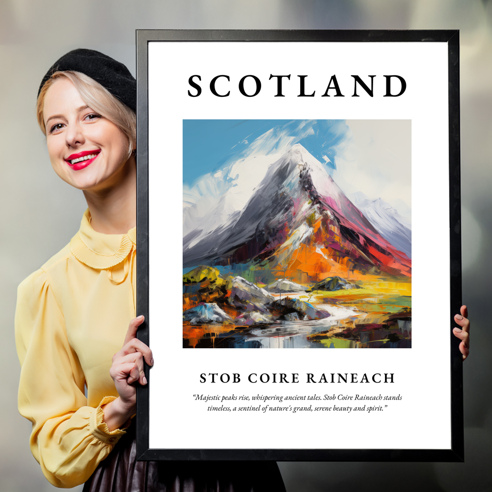 Person holding a poster of Stob Coire Raineach