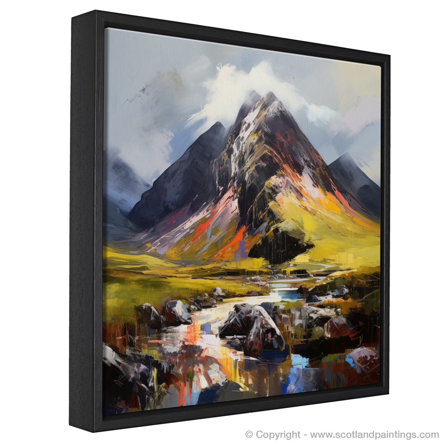 Painting and Art Print of Stob Coire Raineach (Buachaille Etive Beag) entitled "Highland Majesty: An Expressionist Journey through Stob Coire Raineach".