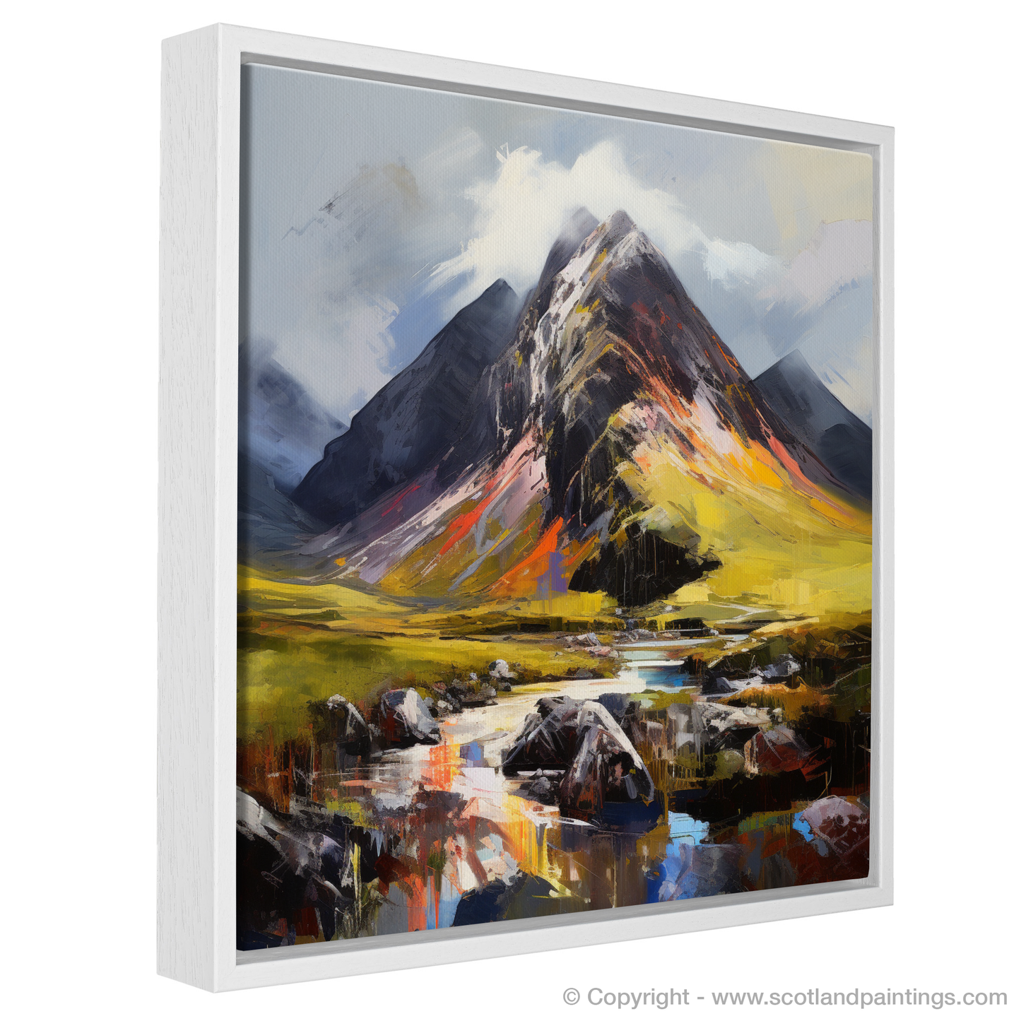 Painting and Art Print of Stob Coire Raineach (Buachaille Etive Beag) entitled "Highland Majesty: An Expressionist Journey through Stob Coire Raineach".