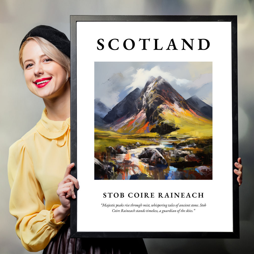 Person holding a poster of Stob Coire Raineach