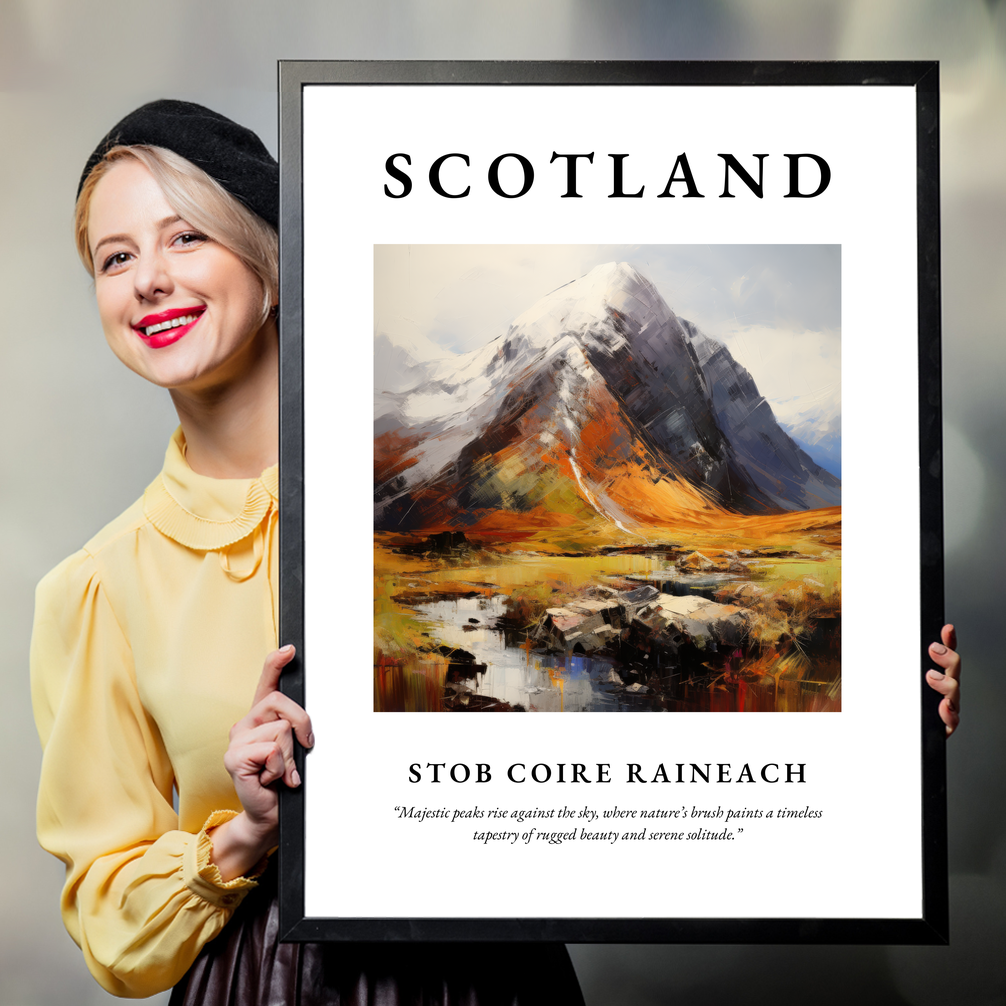 Person holding a poster of Stob Coire Raineach