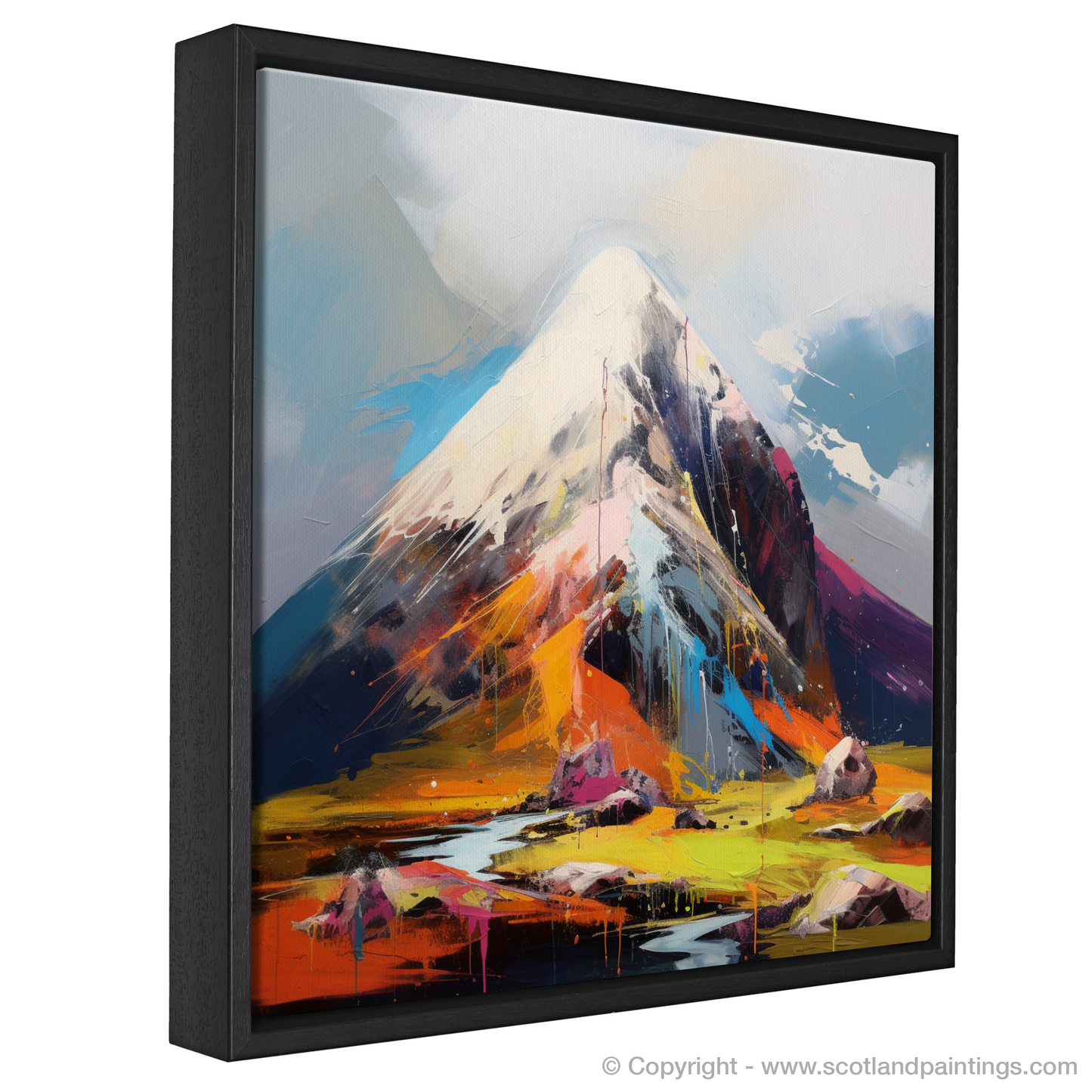 Painting and Art Print of Stob Coire Raineach (Buachaille Etive Beag) entitled "Highland Fervour: An Expressionist Ode to Stob Coire Raineach".