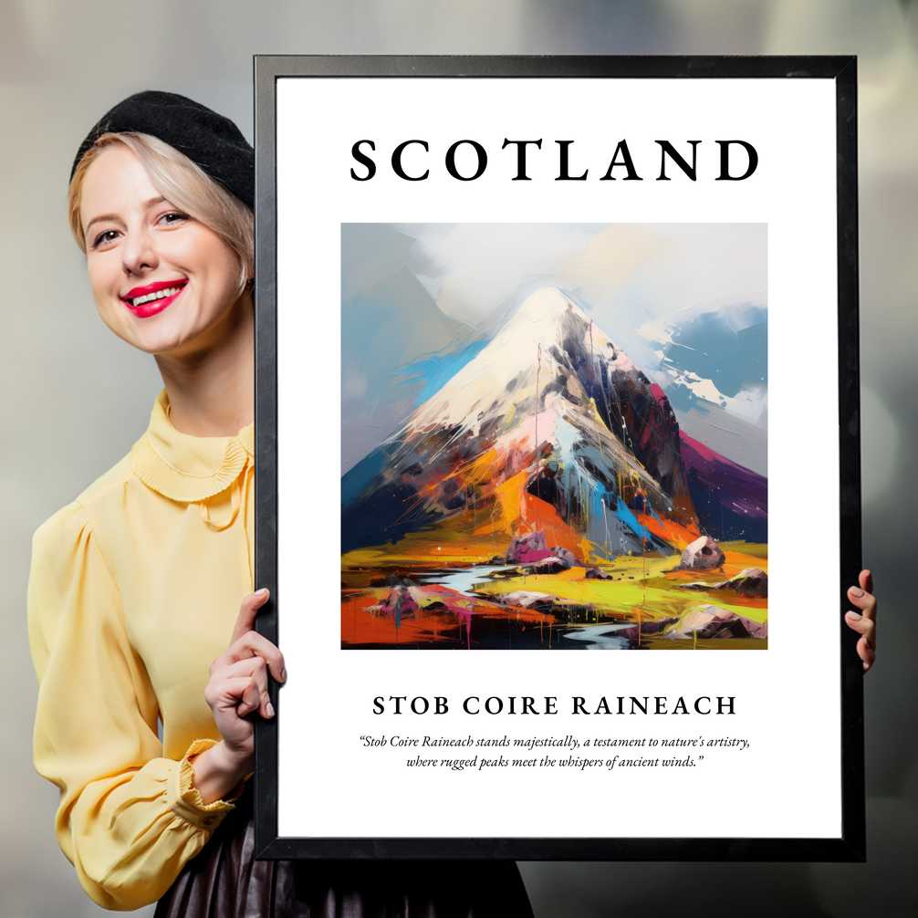 Person holding a poster of Stob Coire Raineach