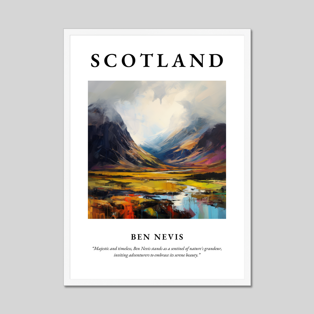 Poster in a white frame with the word Scotland