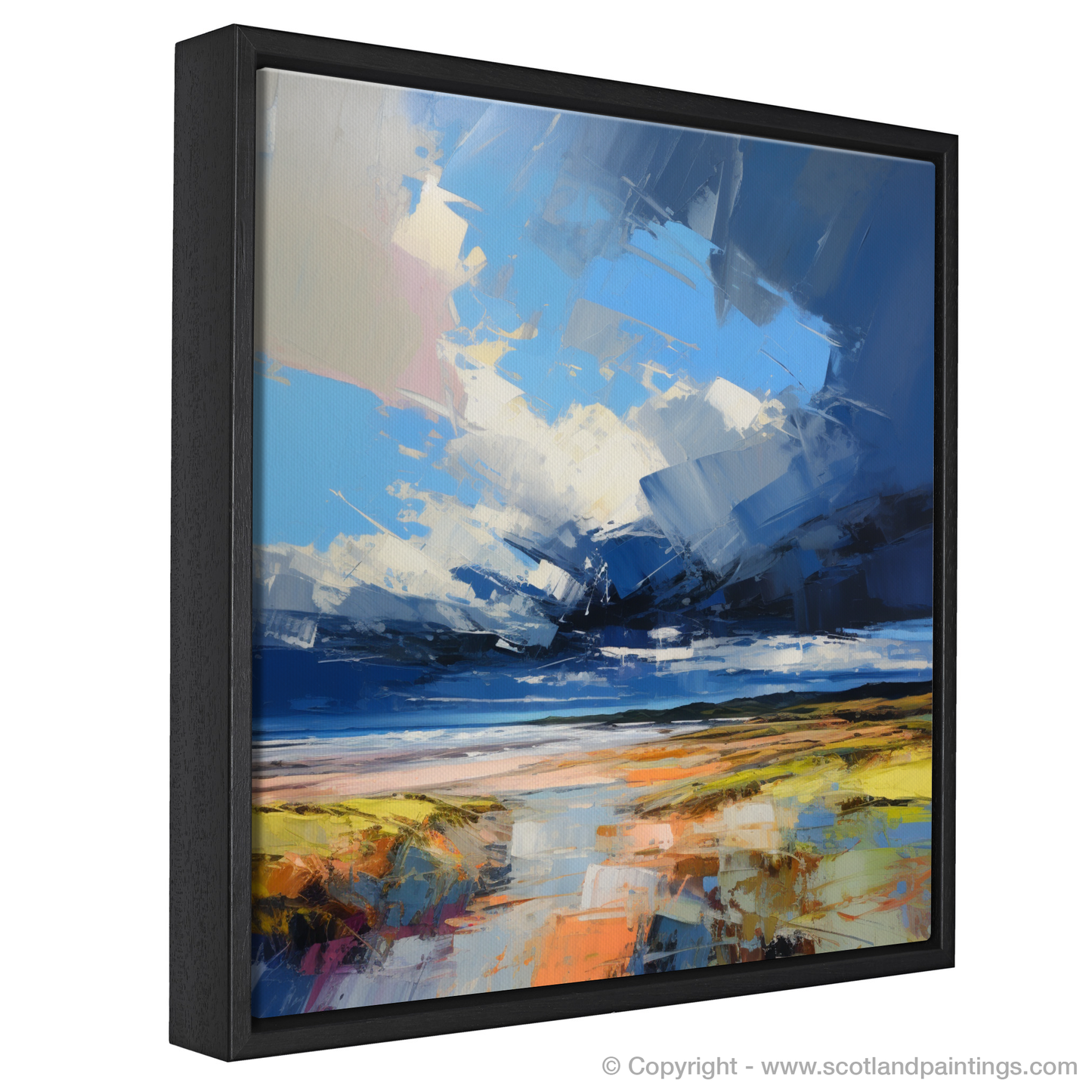 Painting and Art Print of St Cyrus Beach with a stormy sky entitled "Stormy Embrace at St Cyrus Beach".