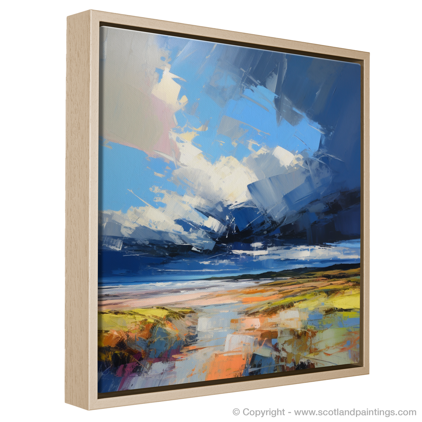 Painting and Art Print of St Cyrus Beach with a stormy sky entitled "Stormy Embrace at St Cyrus Beach".