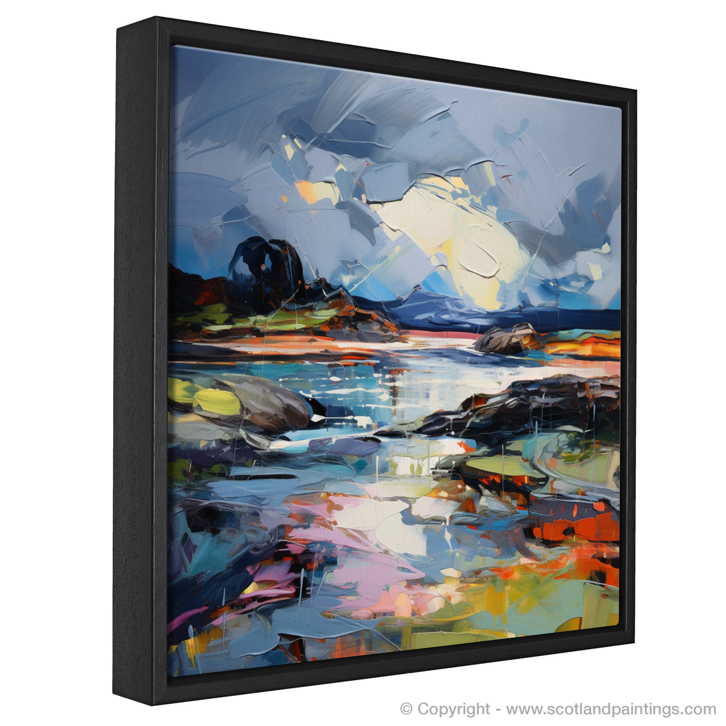 Painting and Art Print of Ardtun Bay with a stormy sky entitled "Storm over Ardtun Bay: An Expressionist Odyssey".