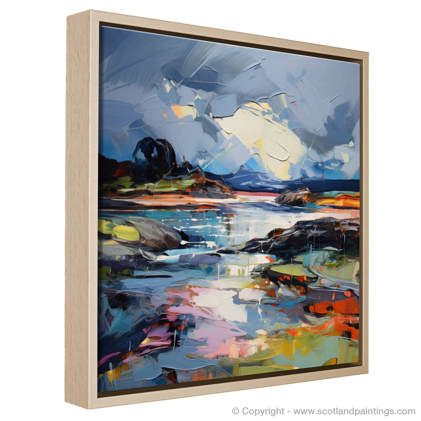 Painting and Art Print of Ardtun Bay with a stormy sky entitled "Storm over Ardtun Bay: An Expressionist Odyssey".