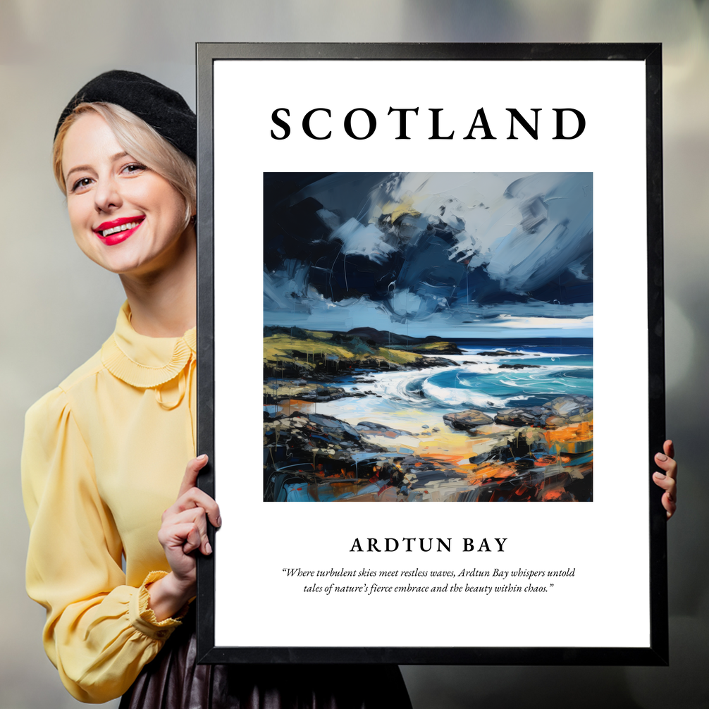 Person holding a poster of Ardtun Bay