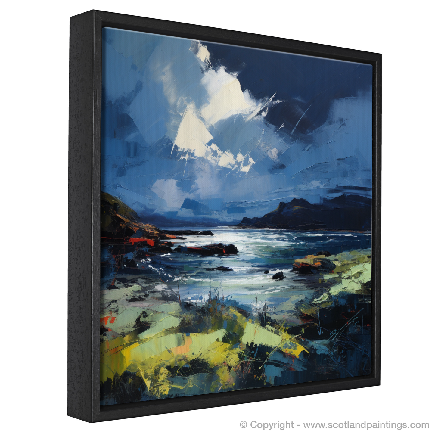 Painting and Art Print of Ardtun Bay with a stormy sky entitled "Storm's Embrace at Ardtun Bay".