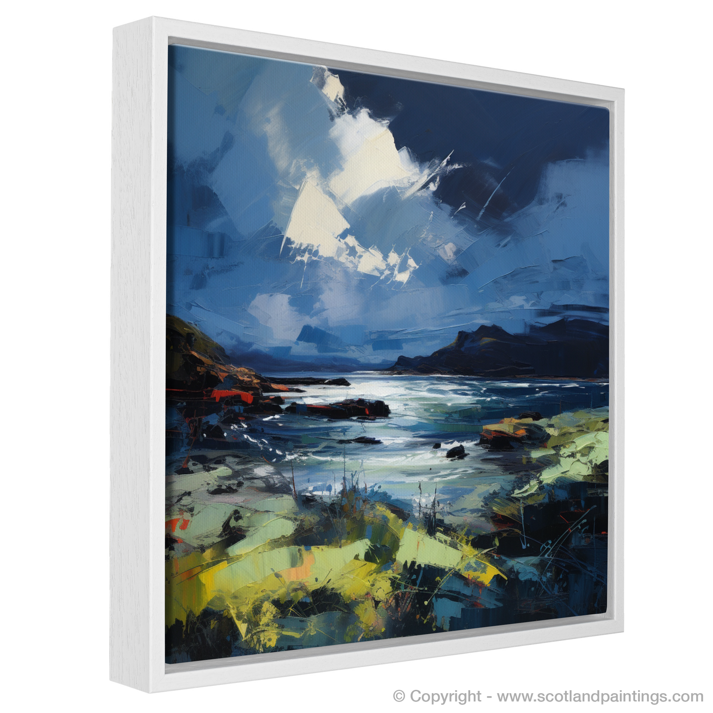 Painting and Art Print of Ardtun Bay with a stormy sky entitled "Storm's Embrace at Ardtun Bay".