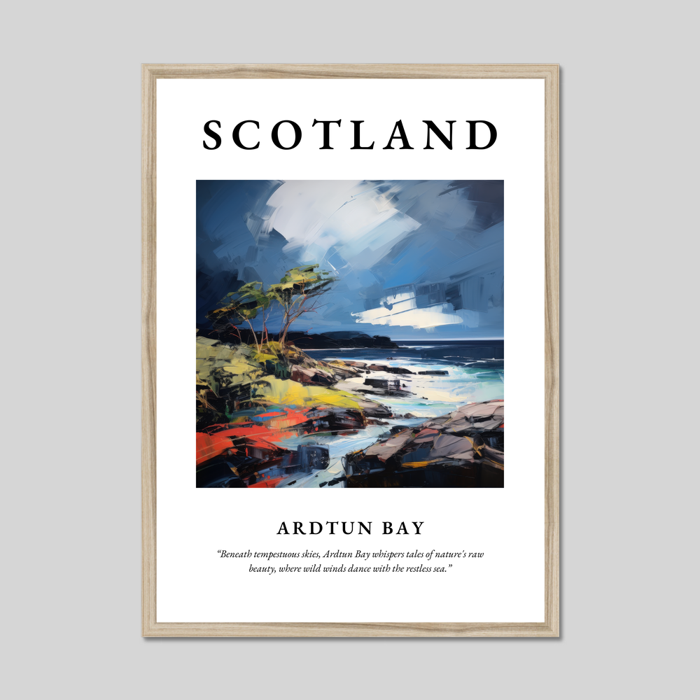 Poster in a natural frame with the word Scotland