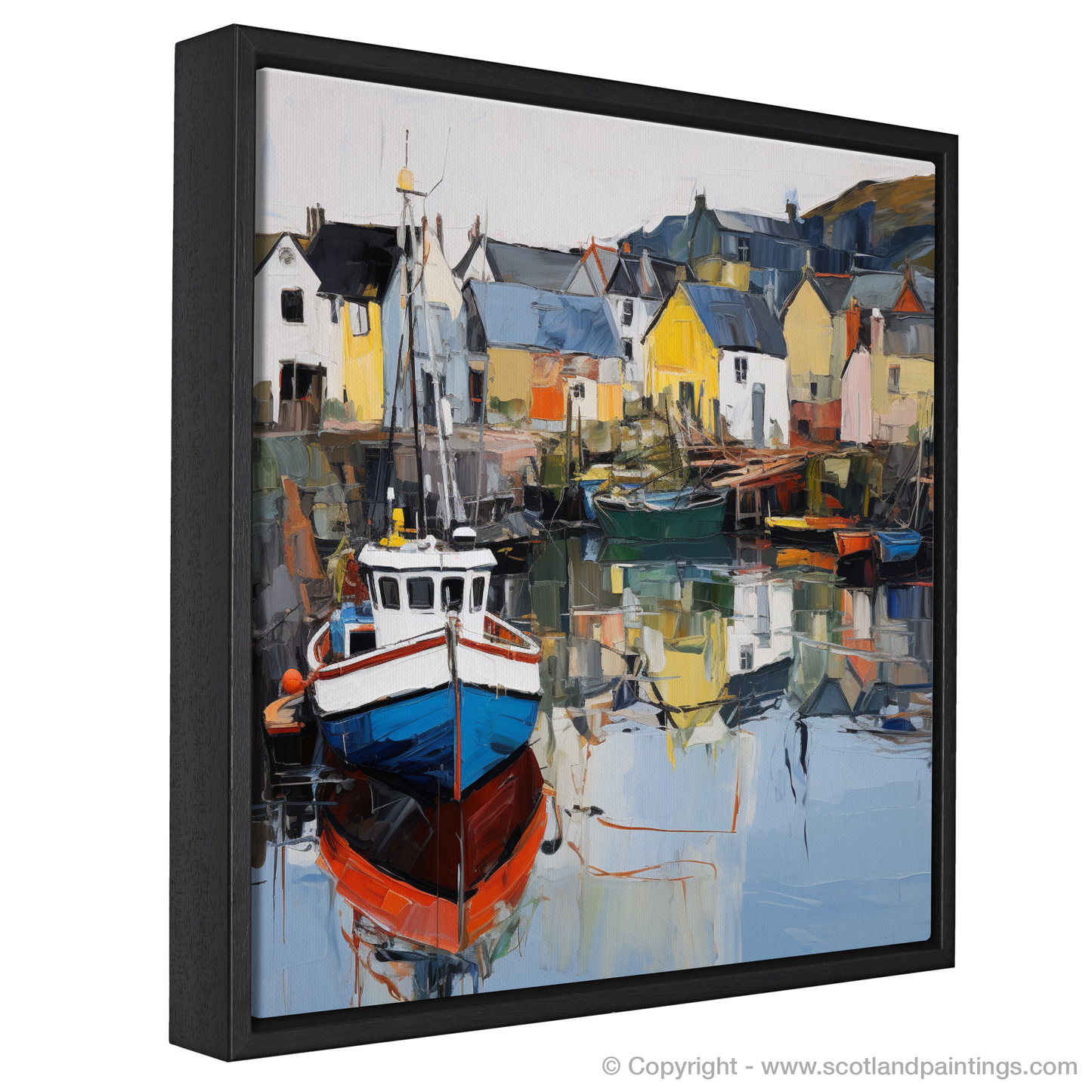 Painting and Art Print of St Abba's Harbour, Scottish Borders entitled "Expressionistic Symphony of St Abba's Harbour".