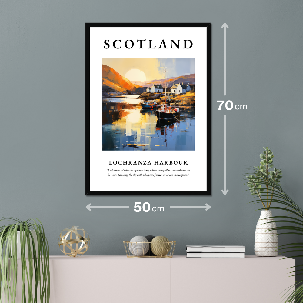 Poster of Lochranza Harbour hanging on a wall