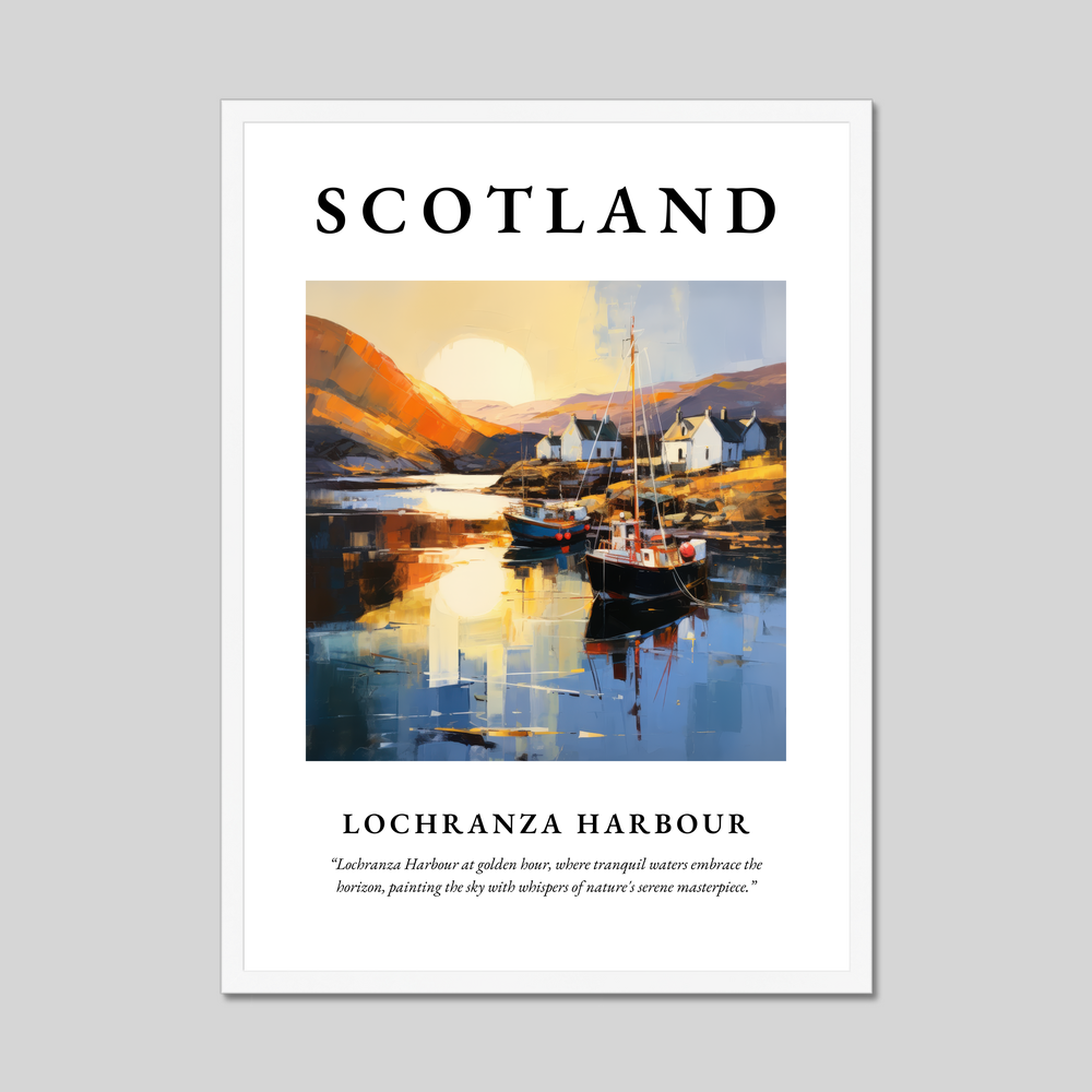 Poster in a white frame with the word Scotland