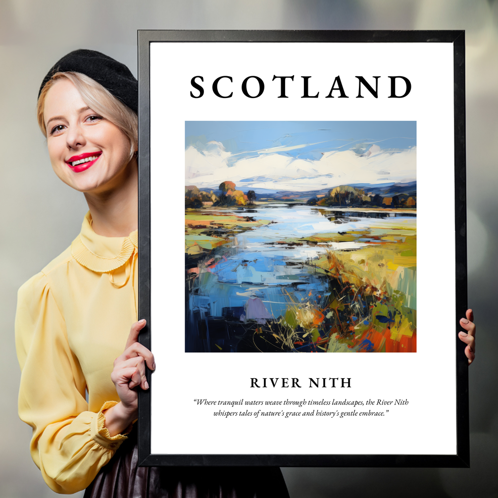 Person holding a poster of River Nith