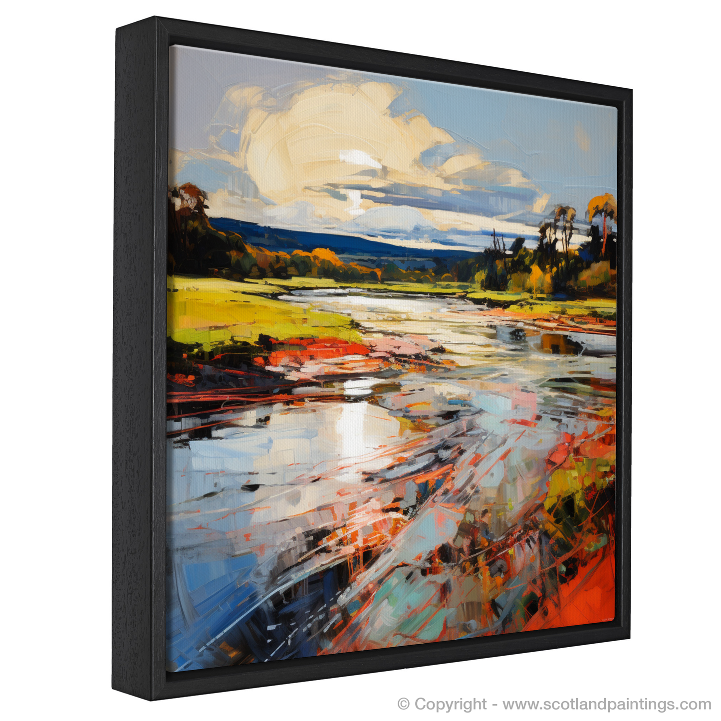 Painting and Art Print of River Nith, Dumfries and Galloway. River Nith Reverie: An Expressionist Ode to Scotland's Vibrant Waterscape.