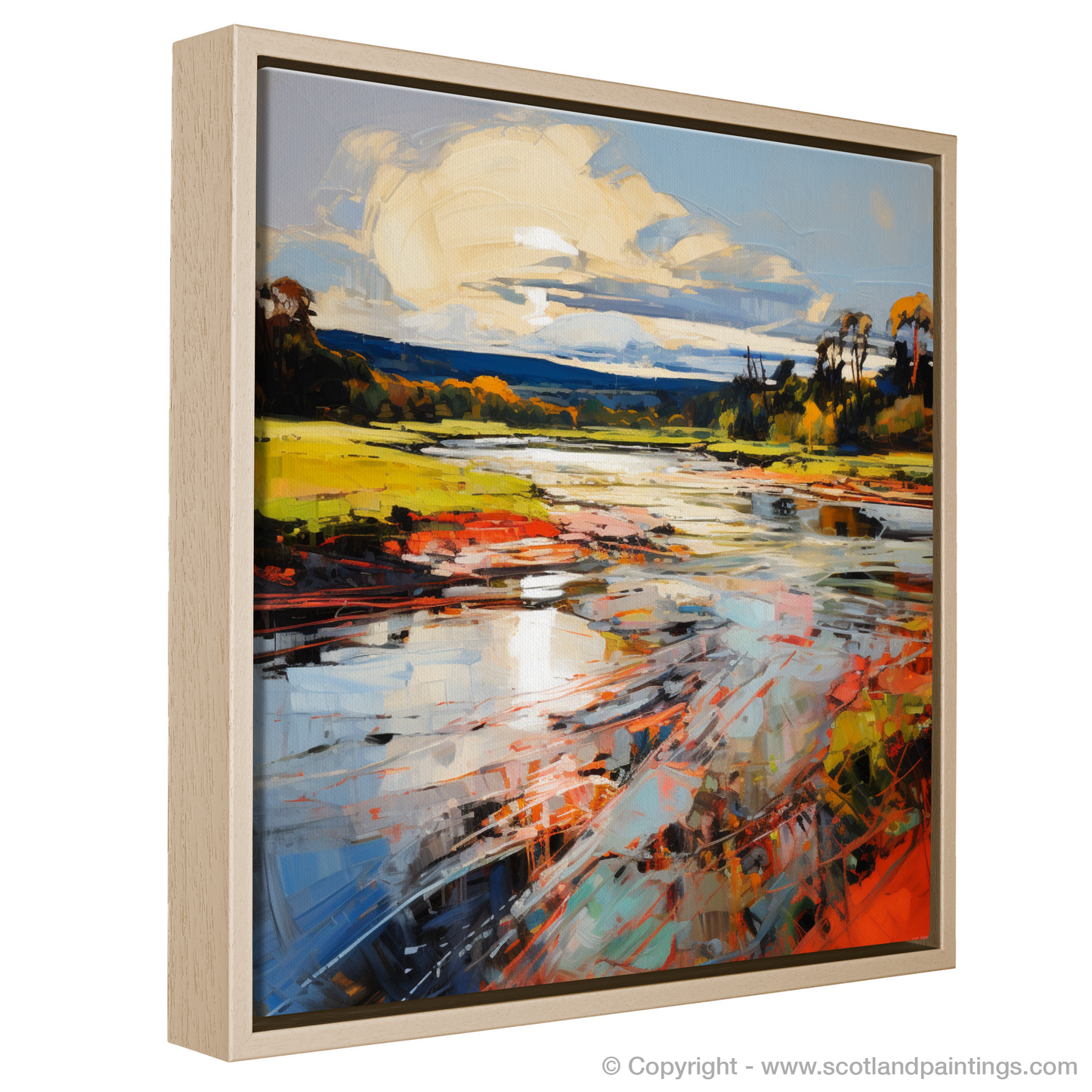 Painting and Art Print of River Nith, Dumfries and Galloway. River Nith Reverie: An Expressionist Ode to Scotland's Vibrant Waterscape.