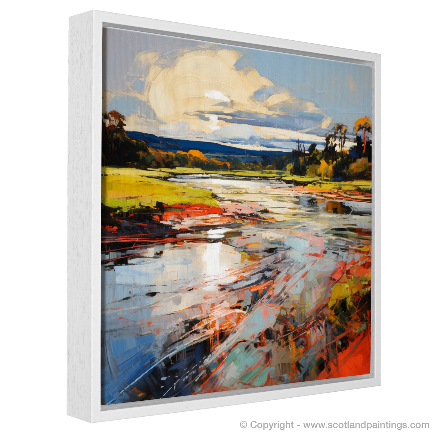 Painting and Art Print of River Nith, Dumfries and Galloway. River Nith Reverie: An Expressionist Ode to Scotland's Vibrant Waterscape.