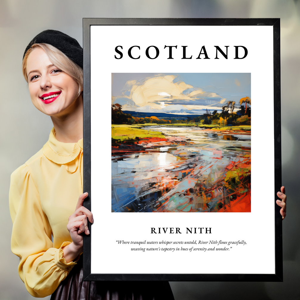 Person holding a poster of River Nith