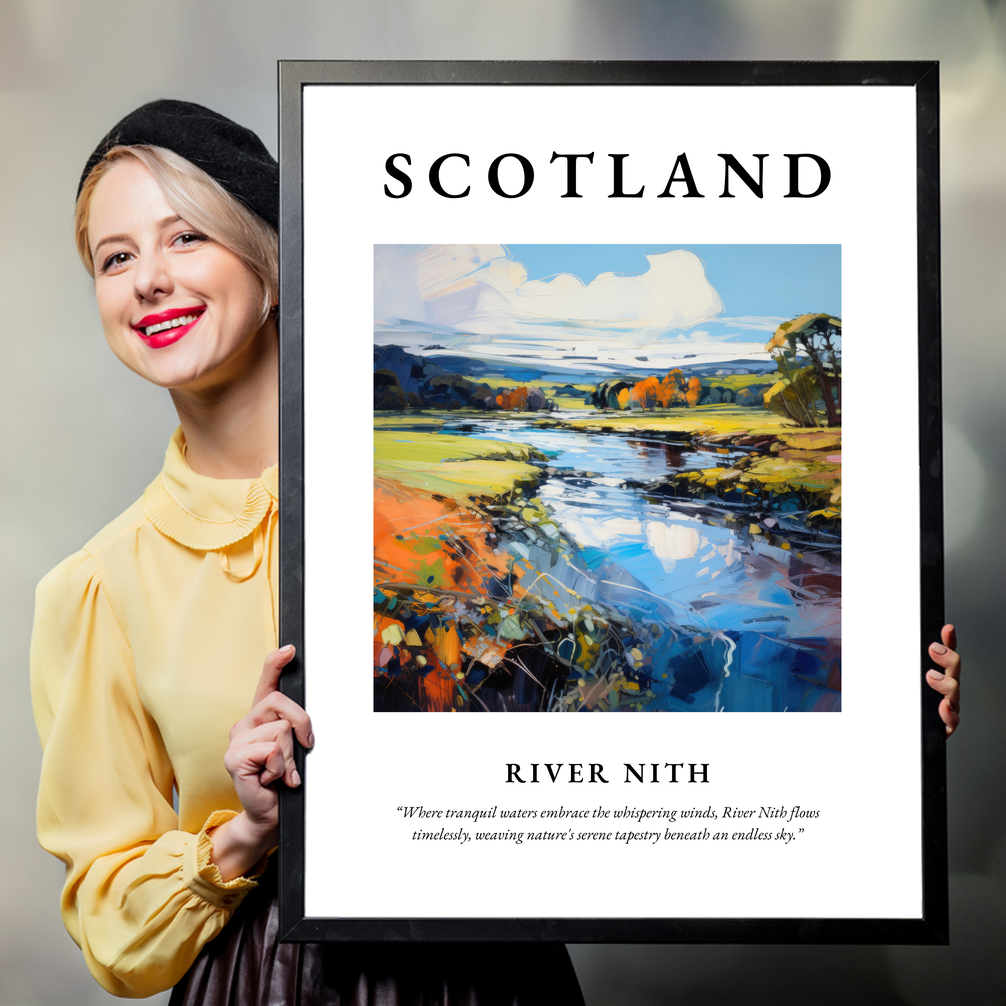 Person holding a poster of River Nith