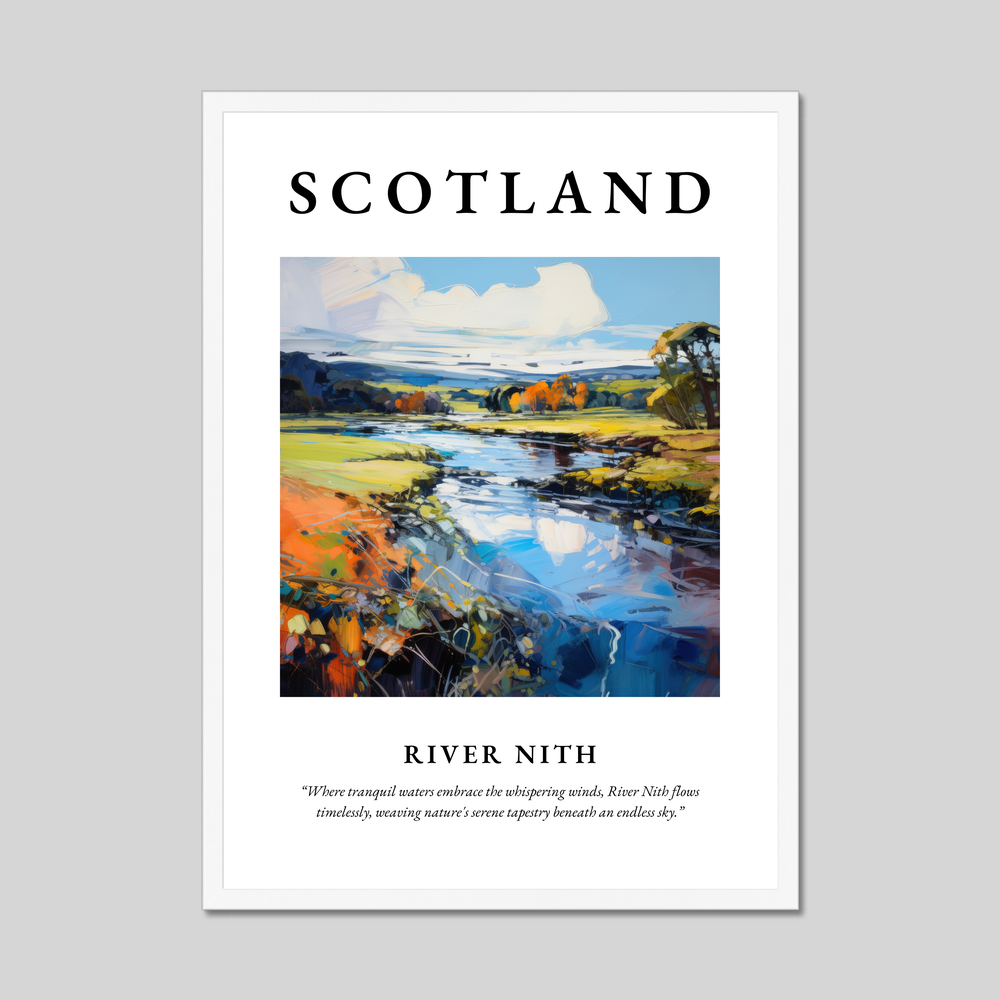 Poster in a white frame with the word Scotland