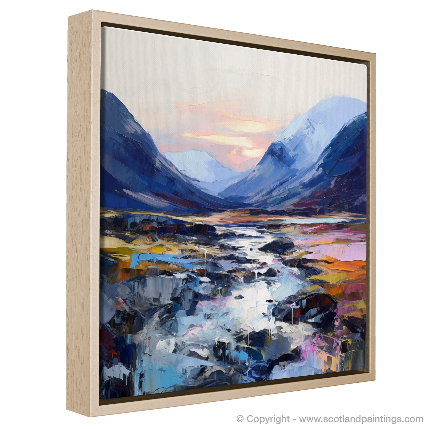 Painting and Art Print of Soft twilight on slopes in Glencoe entitled "Twilight Embrace on Glencoe Slopes".