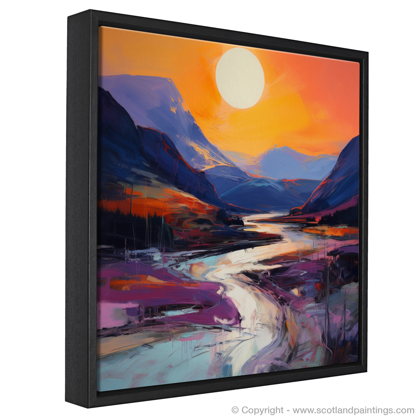 Painting and Art Print of Soft twilight on slopes in Glencoe entitled "Twilight Dreamscape of Glencoe Slopes".