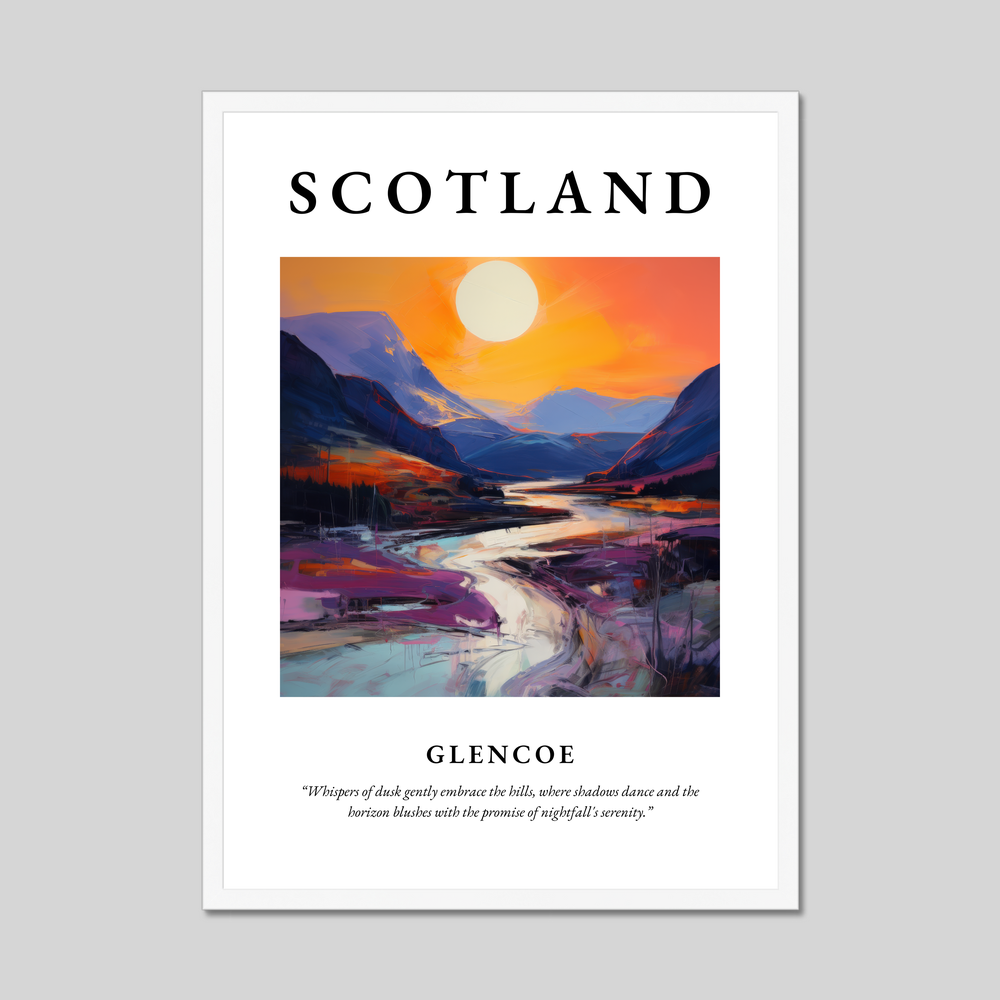 Poster in a white frame with the word Scotland