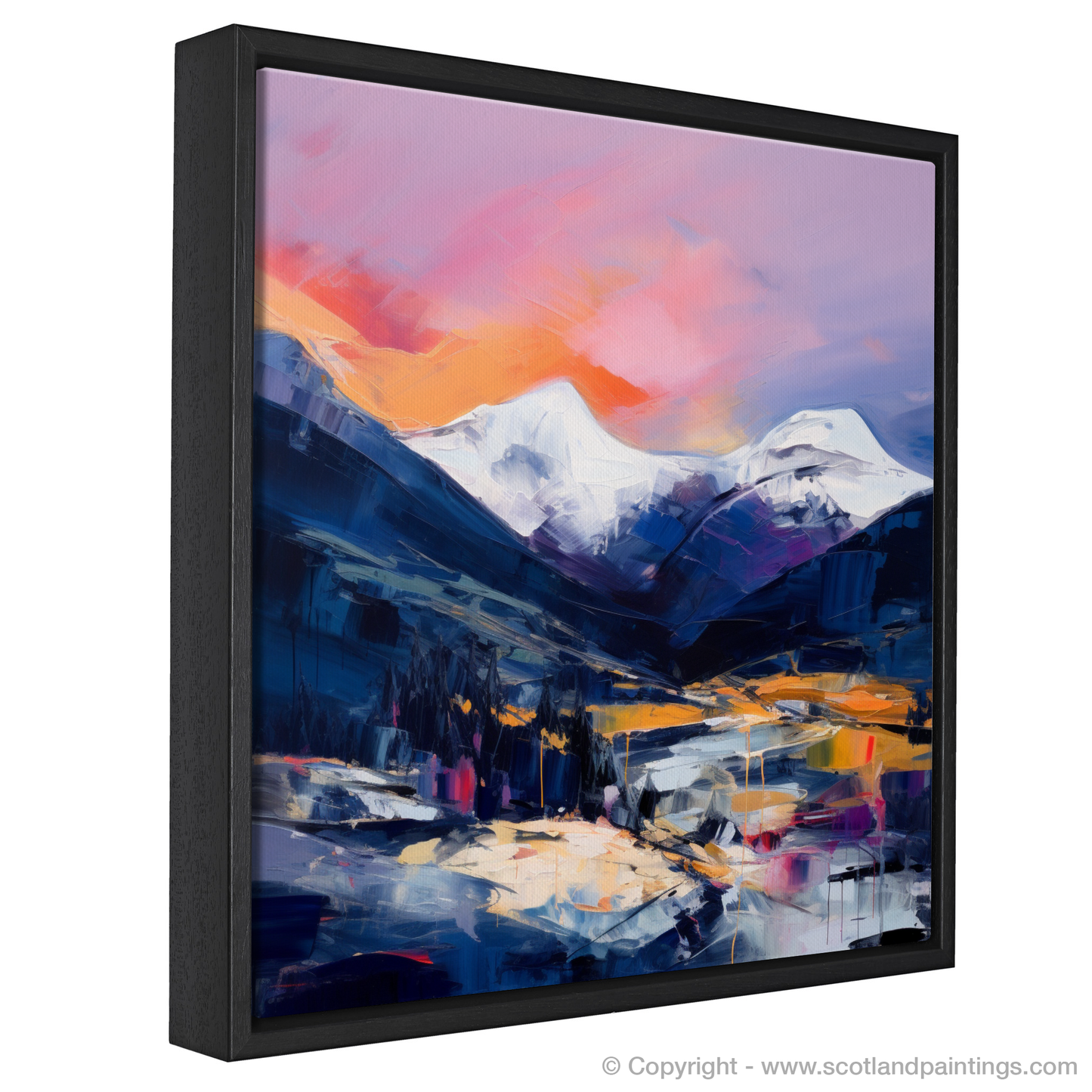 Painting and Art Print of Soft twilight on slopes in Glencoe entitled "Soft Twilight Embrace on Glencoe Slopes".