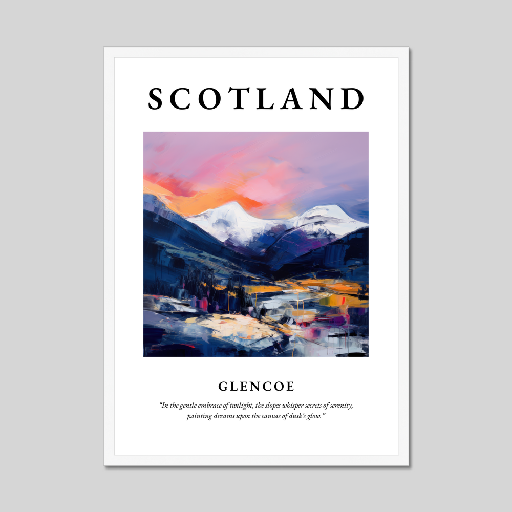 Poster in a white frame with the word Scotland